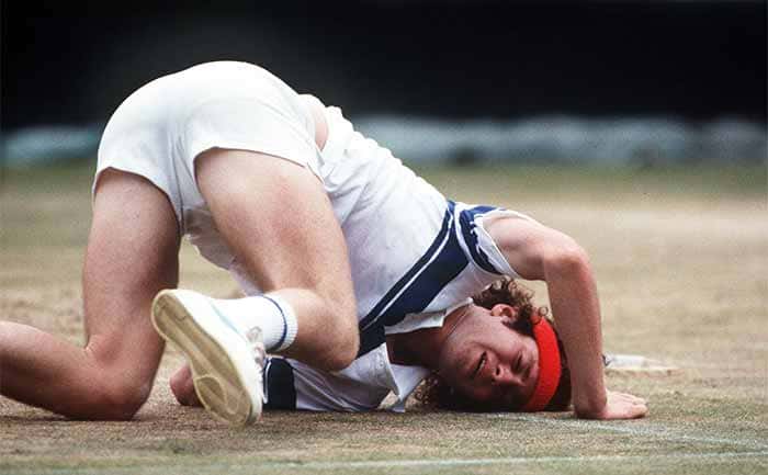 John McEnroe throwing a temper tantrum at Wimbledon 1981