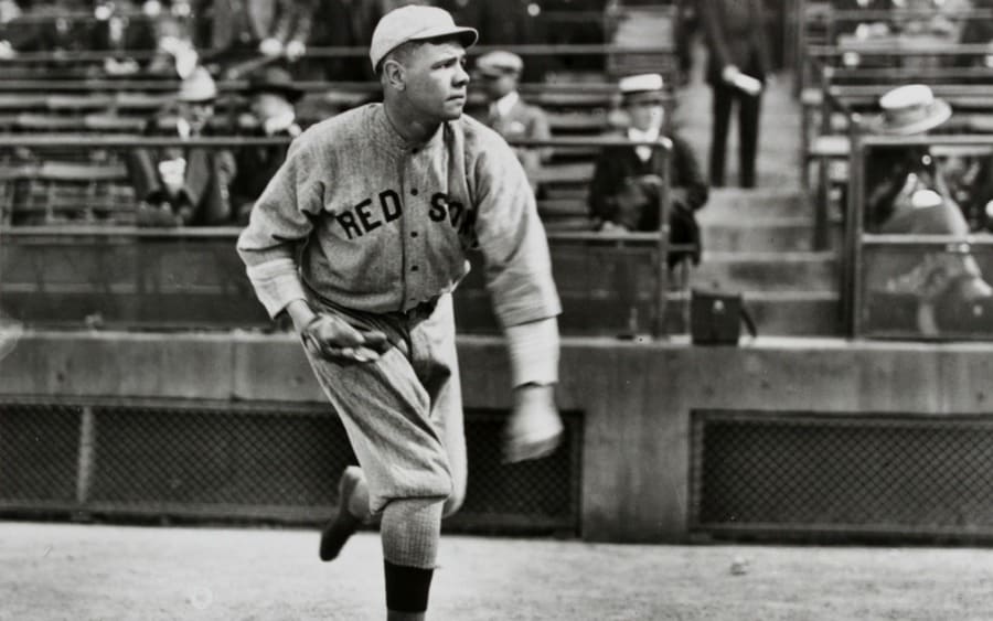 Babe Ruth as a left-handed pitcher for the Boston Red Sox. Ca. 1914-19.