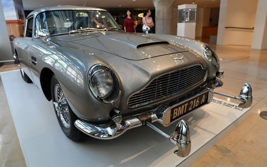 James Bond's Aston Martin unveiled to press ahead of the auction