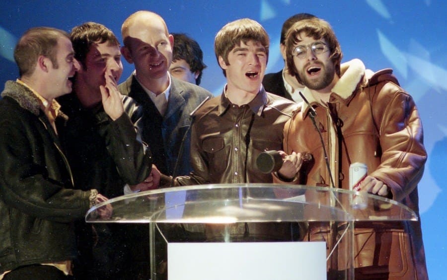 Oasis win the British Group presented by Pete Townshend during The BRIT Awards 1996.