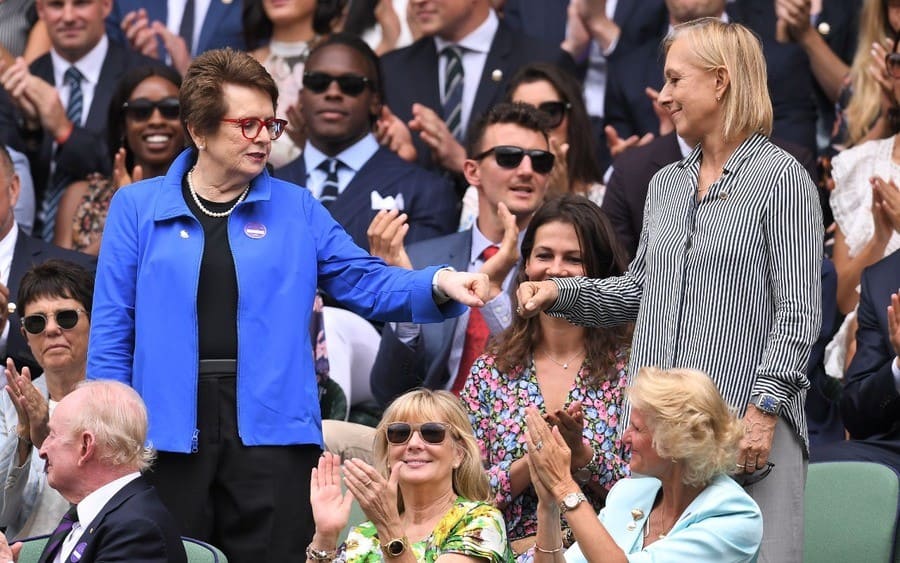 Billie Jean King and Martina Navratilova on Centre Court