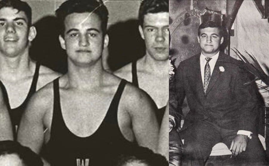 John Belushi in high school / John Belushi in a wrestling uniform in high school 