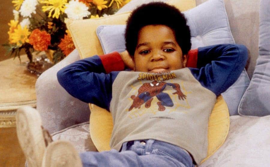 Gary Coleman relaxes on the set of his show 'Diff'rent Strokes'.