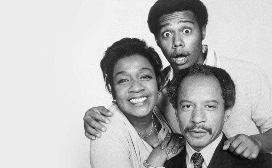 Jeffersons family portrait of three when Mike Evans was playing Lionel Jefferson, George and Louise’s son.