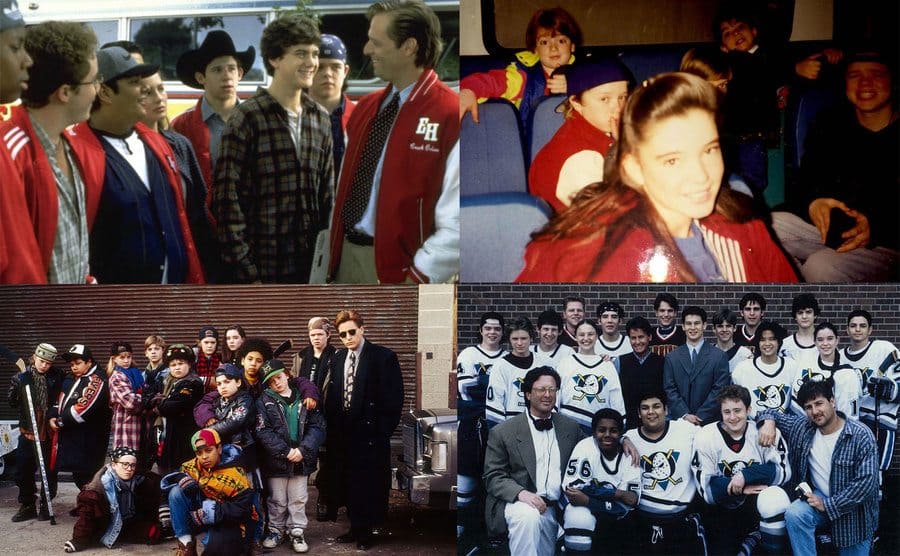 A still from D2 / Marguerite Moreau and fellow cast members / The cast of The Mighty Ducks / The cast of D3