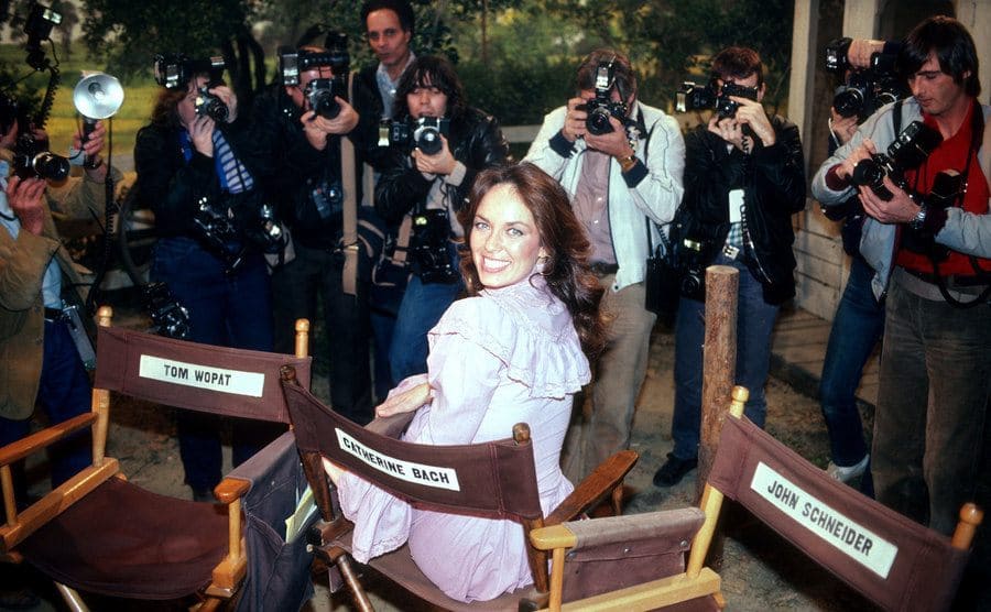 Catherine Bach at a press conference for the last episode of The Dukes of Hazzard at CBS Studious.