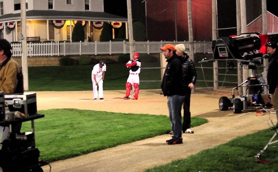Behind the scenes on the set of Field of Dreams.