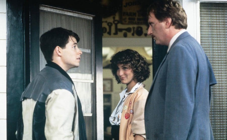 Broderick, Gray, and Jones in a scene from Ferris Bueller’s Day Off. 