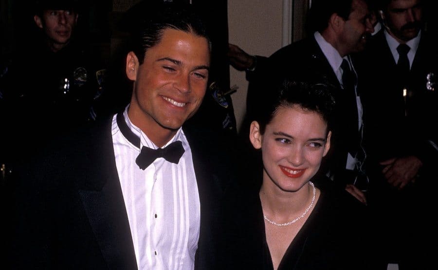 Rob Lowe and Winona Ryder attend the 45th Annual Golden Globe Awards.