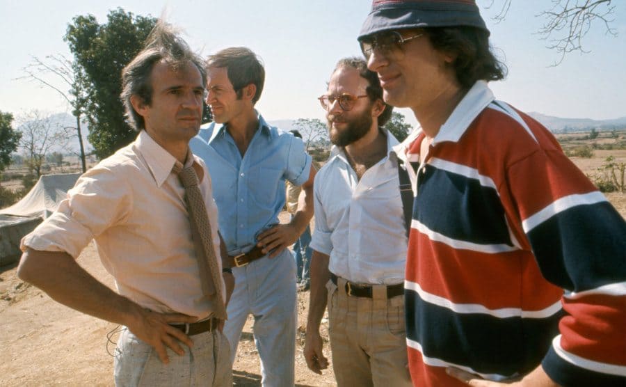 Francois Truffaut and Steven Spielberg on the set of 