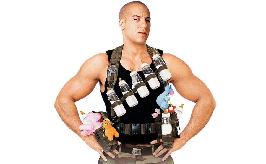 Vin Diesel poses in The Pacifier promo shot.