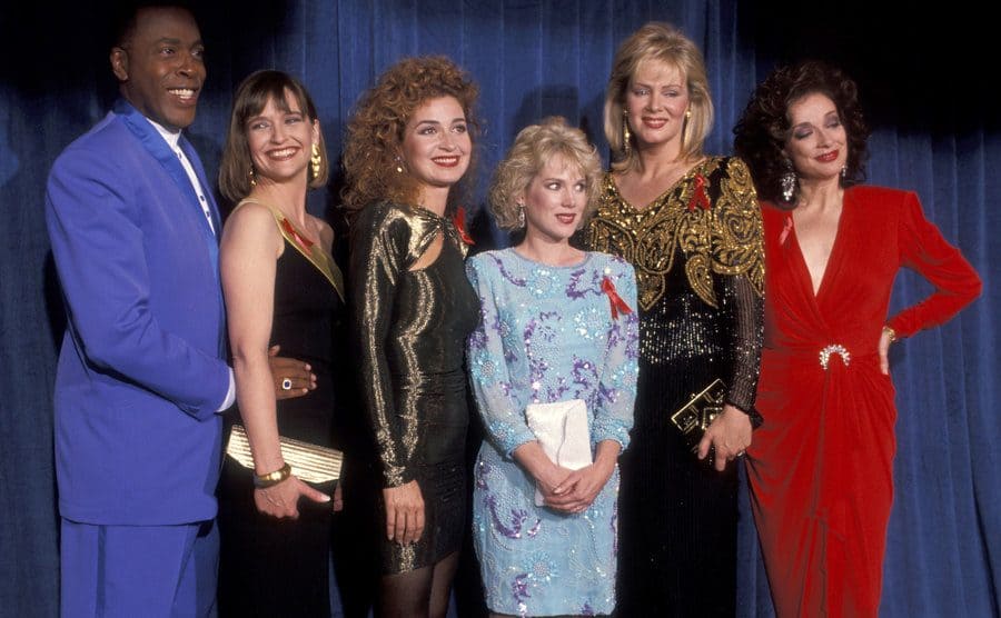 Designing Women cast poses backstage to the Emmy Awards.