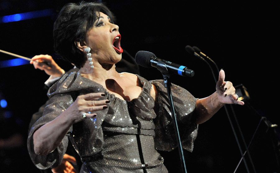 Shirley Bassey performs on stage during the John Barry Memorial Concert.