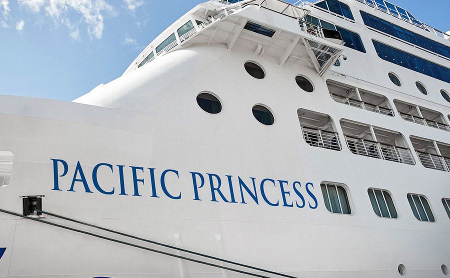 A closeup of the Pacific Princess vessel. 
