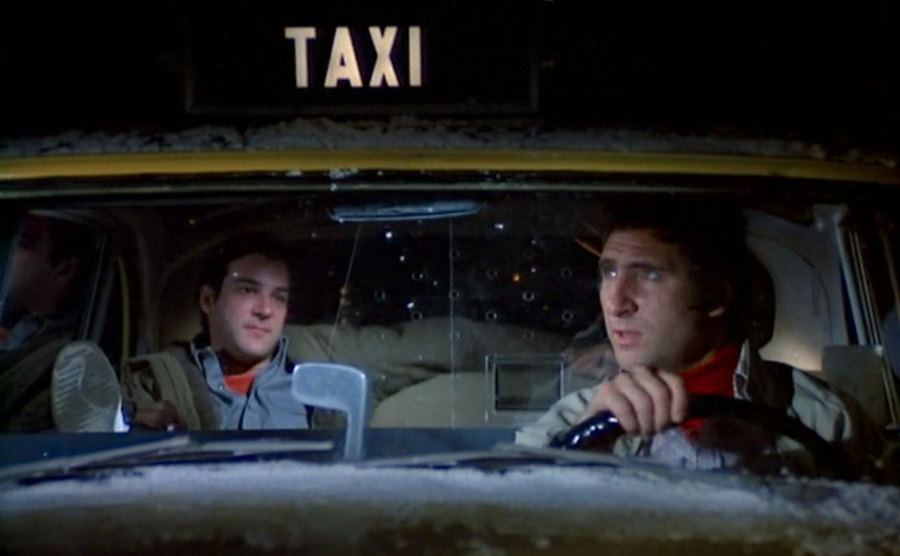 Mandy Patinkin and Judd Hirsch in a scene from Taxi. 