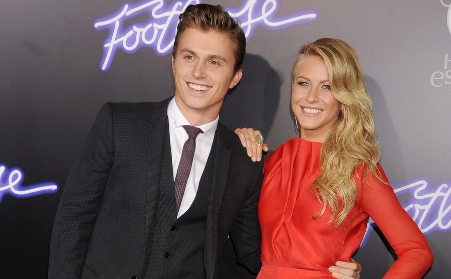 Kenny Wormald and Julianne Hough arrive at the movie premiere.