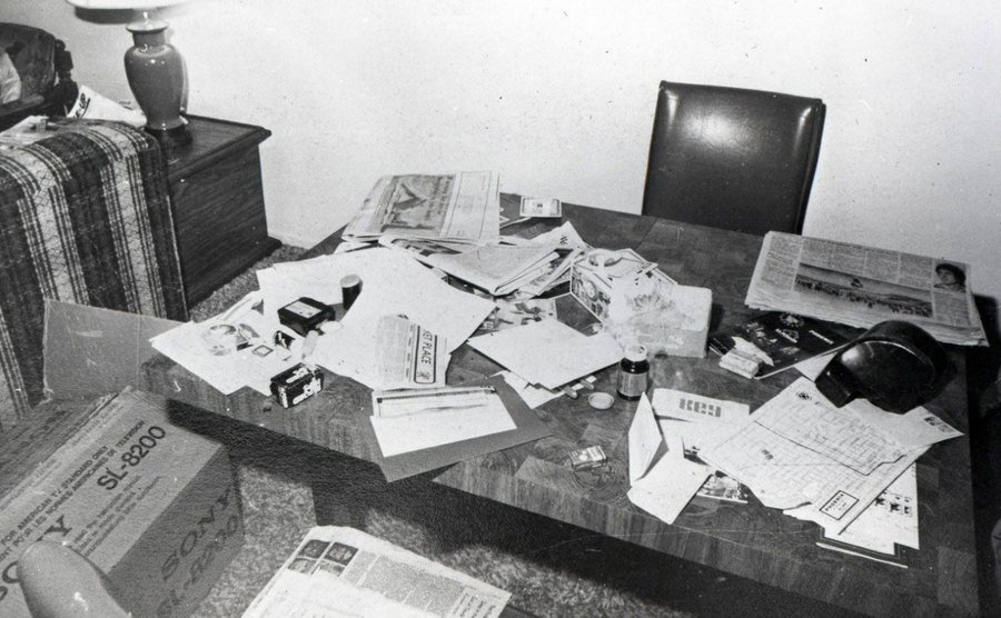 An interior shot of Crane’s house after the crime.