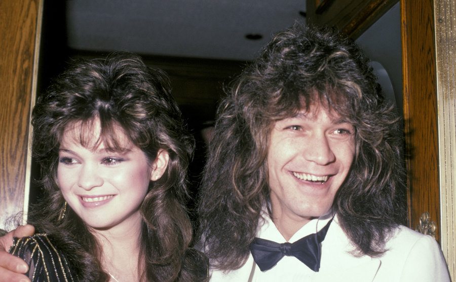 Valerie Bertinelli and Eddie Van Halen at the Chasen's Restaurant. 