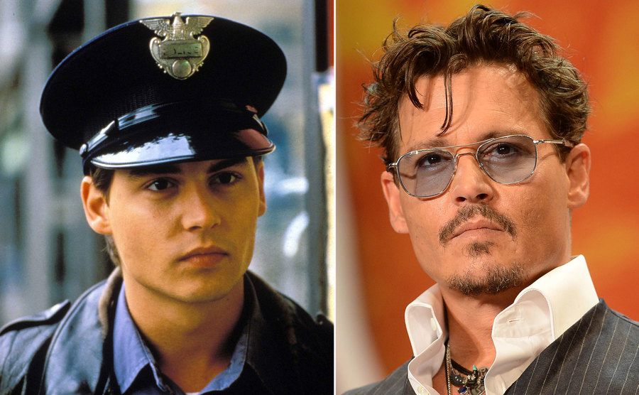 Jonny Depp as Officer Tom Hanson / Johnny Depp at a movie premiere. 