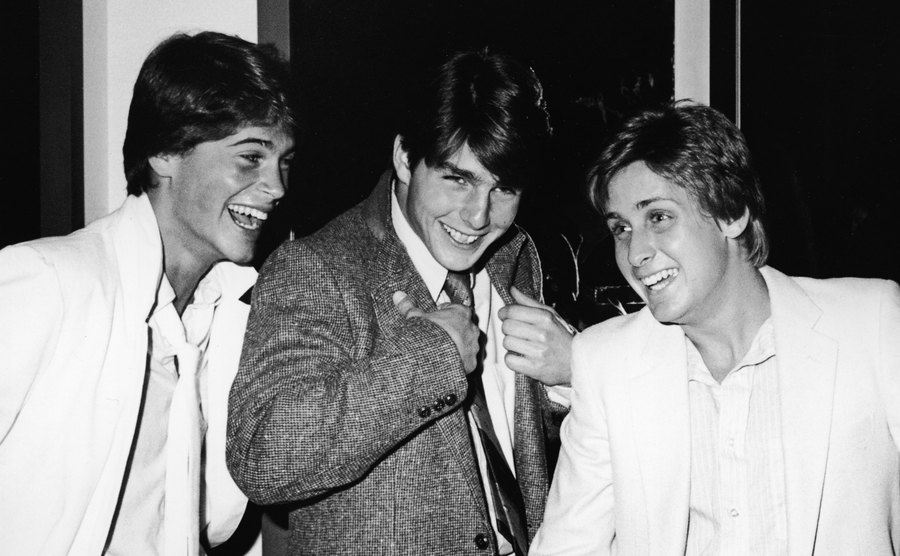 Rob Lowe, Tom Cruise, and Emilio Estevez attend an event.