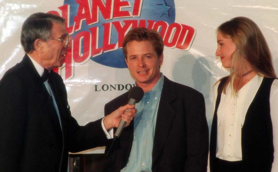 Michael J. Fox and Tracey Pollan attend a Planet Hollywood event.