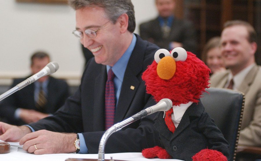 A picture of Elmo in Capitol Hill.