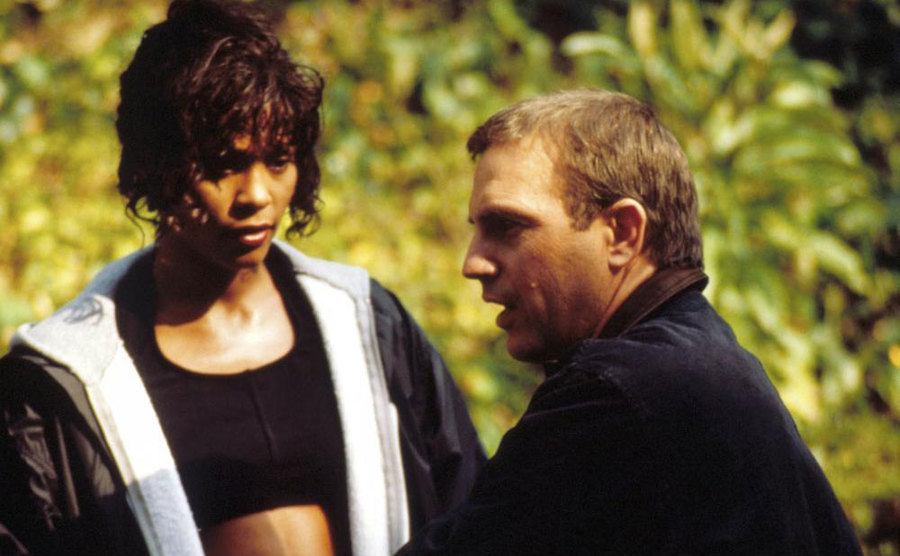 Whitney and Costner in a still from the film.