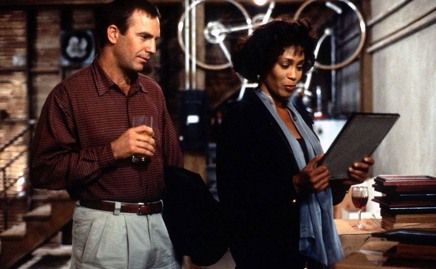 Kevin Costner and Whitney Houston in a still from the film.