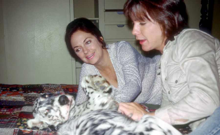 David Cassidy poses for a portrait with his mother Evelyn Ward and dog at home. 