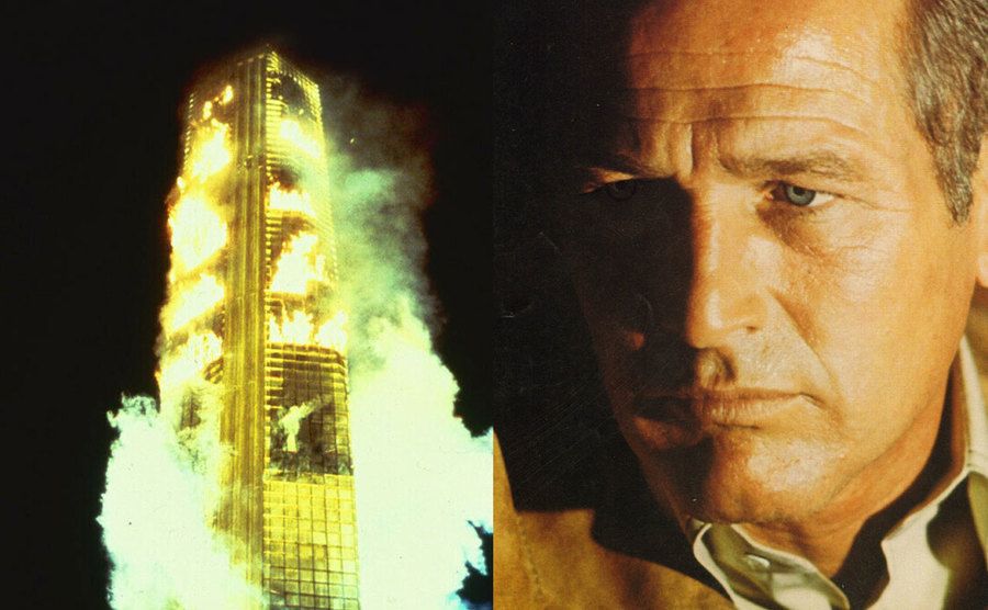 A still from the film The Towering Inferno / Paul Newman in a still from The Towering Inferno.