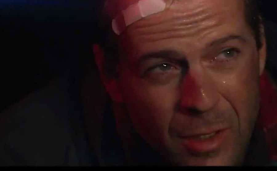 Bruce Willis in a still from the scene.