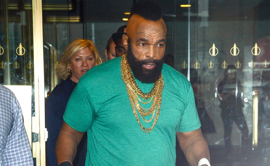 A picture of Mr. T walking in New York City.