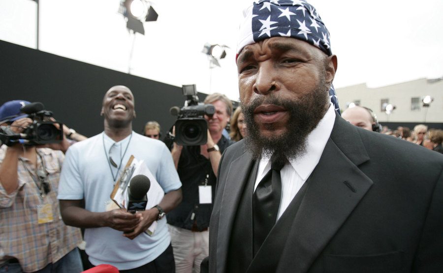 Mr. T arrives at an event.