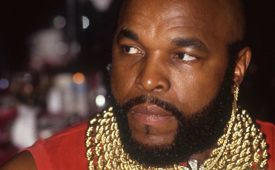 A picture of Mr. T at a club.