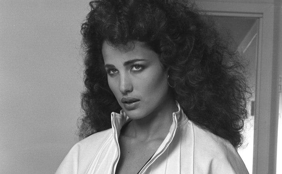 A modeling portrait of Andie MacDowell.