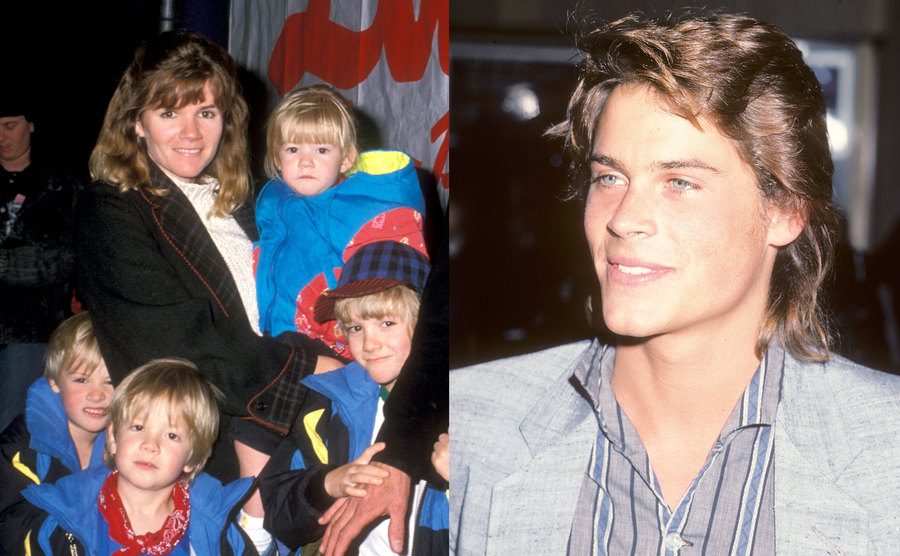 A photo of Mare Winningham with her children / A portrait of Rob Lowe. 