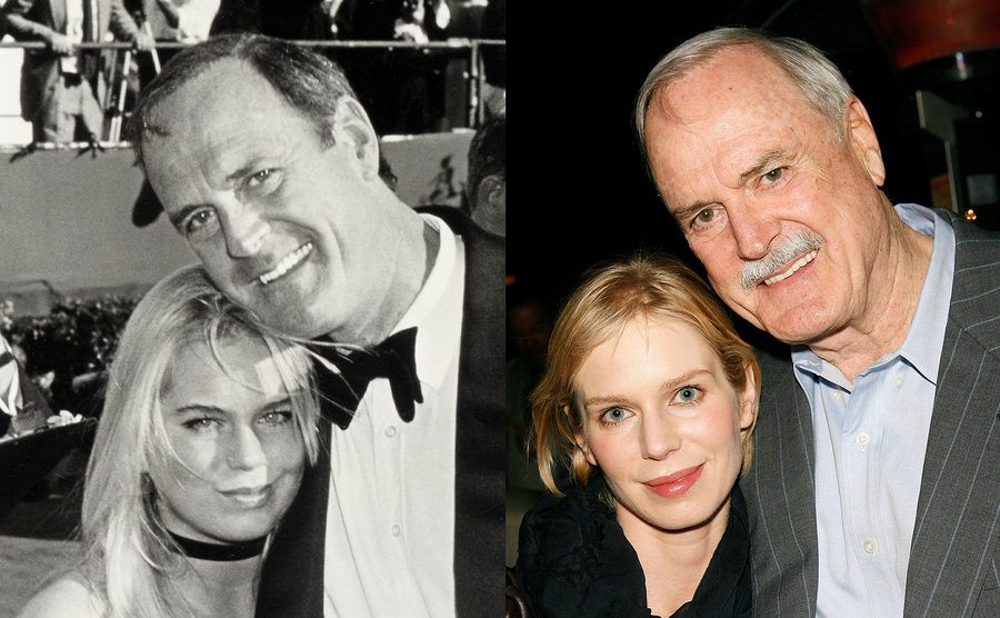 A photo of John and Cynthia Cleese then / A picture of John and Cynthia Cleese now.