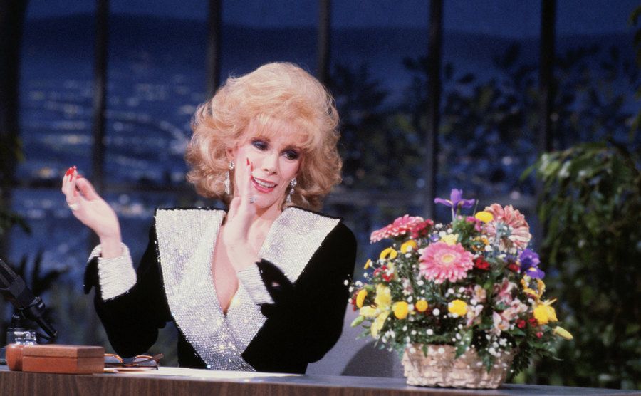 A photo of Joan Rivers starring an episode from The Tonight Show.