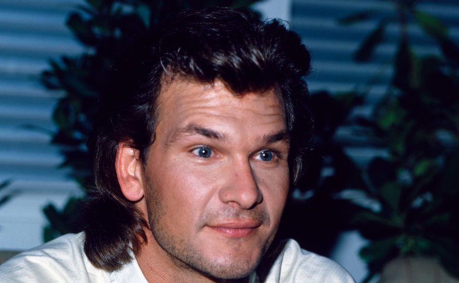 A portrait of Swayze during an interview.