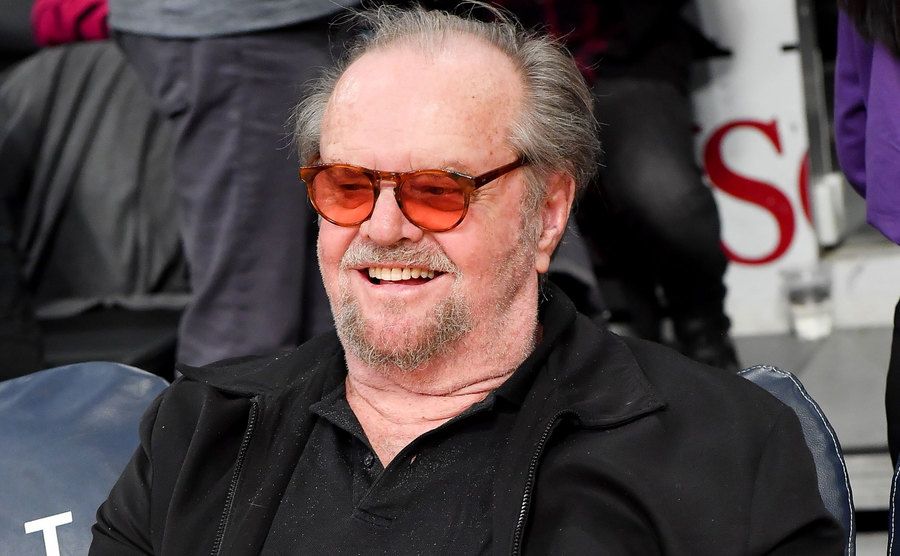 A photo of Jack Nicholson watching the Los Angeles Lakers.