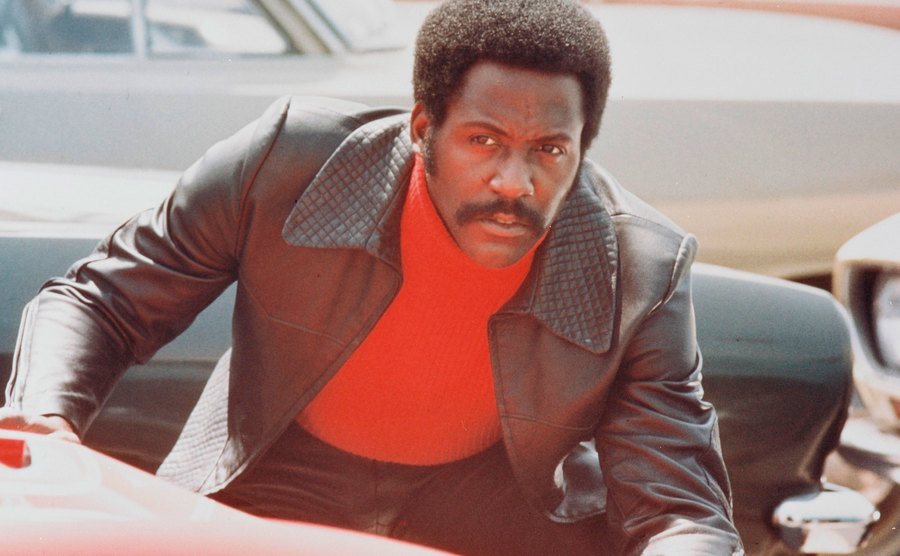 A still of Roundtree on the set of Shaft.