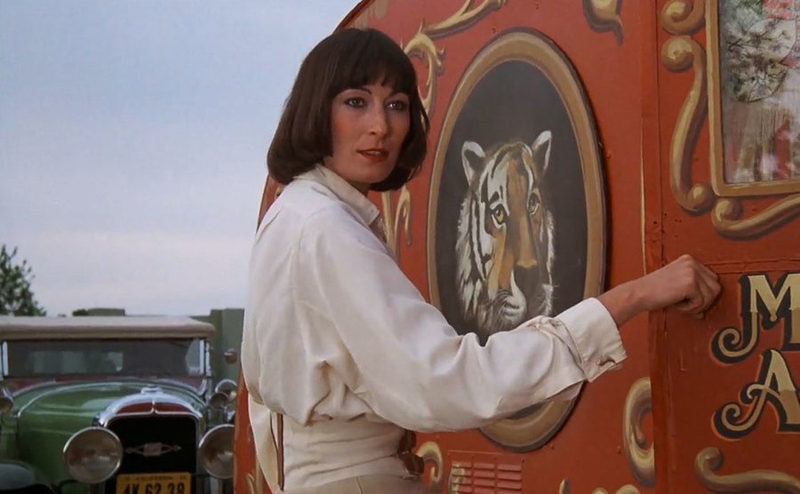 A still of Anjelica in a scene from the film.