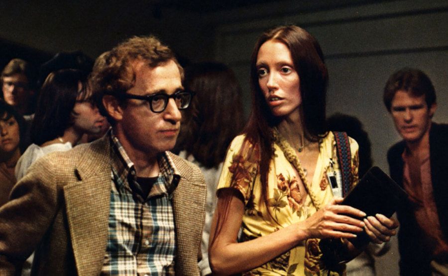 A still of Woody Allen and Duvall in the film Annie Hall.