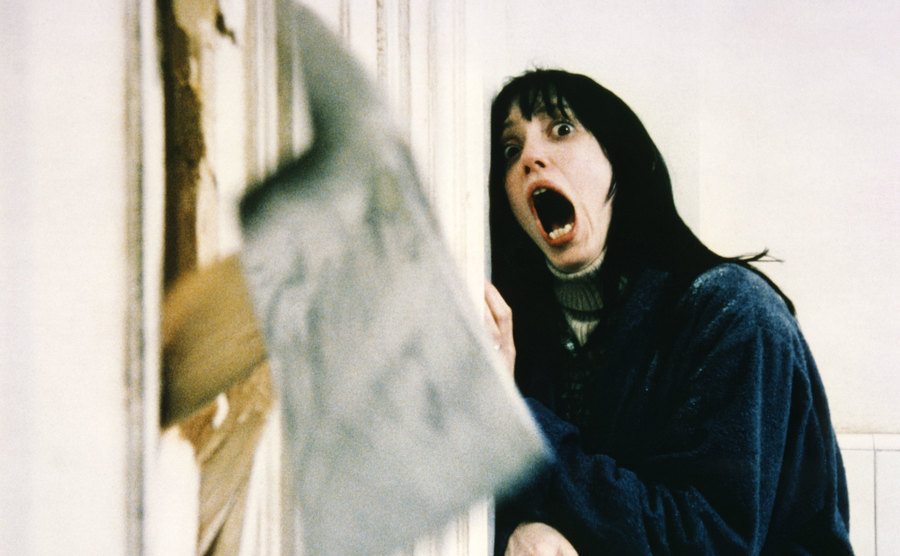A still of Shelley Duvall in a scene of The Shining.
