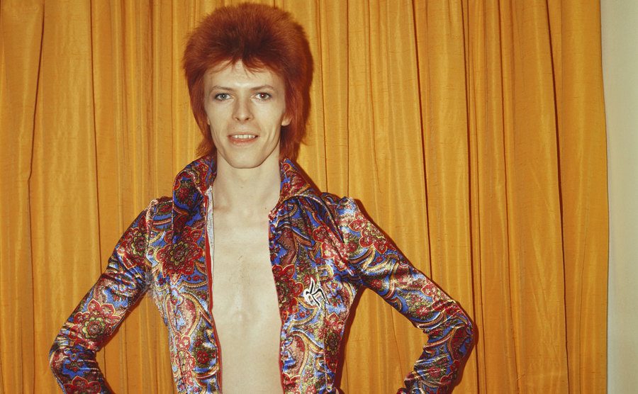 David Bowie poses for a portrait dressed as 'Ziggy Stardust'. 