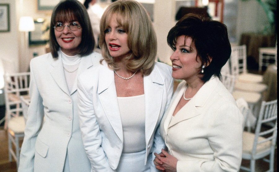 Diane Keaton, Goldie Hawn, and Bette Midler are in a still from the film The First Wives Club.