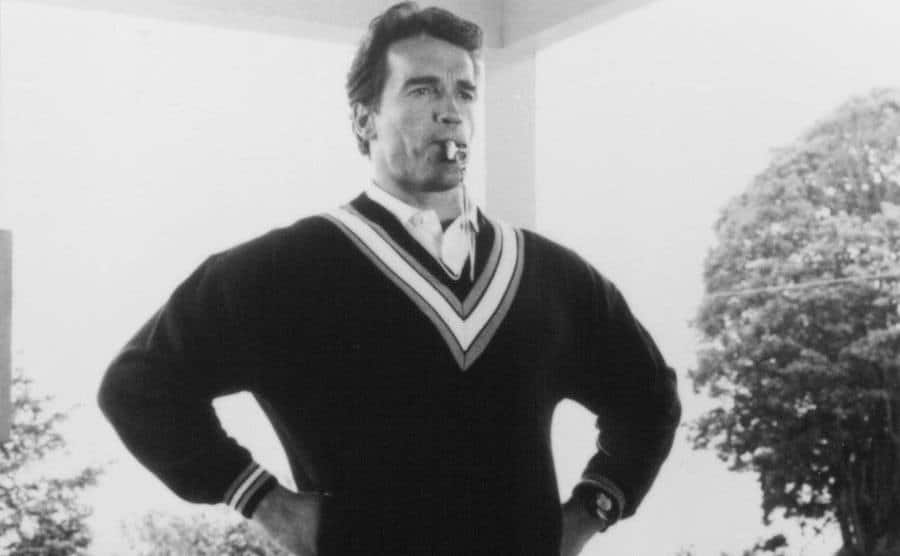 A promotional portrait of Schwarzenegger as Kimble.