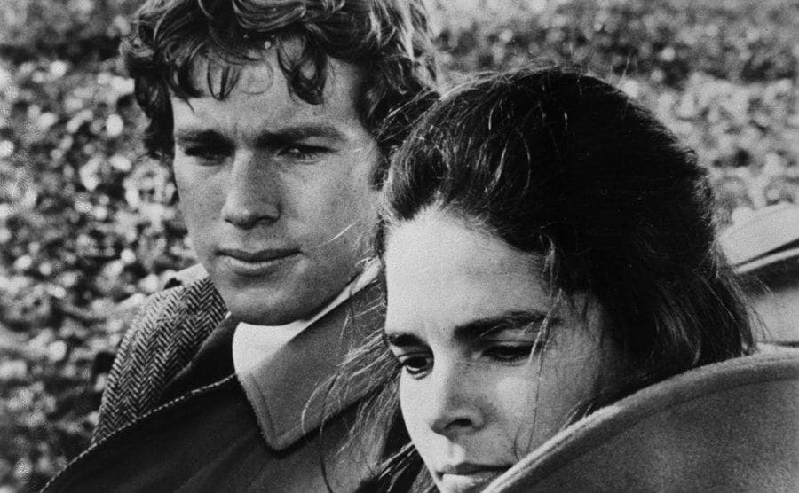 A still of Ryan O'Neal and Ali MacGraw in a scene from the film.