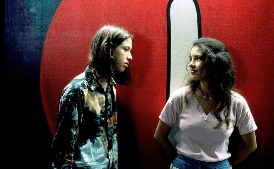 Wiley Wiggins and Christin Hinojosa-Kirschenbaum in a still from Dazed and Confused. 