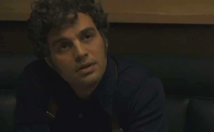 A movie still of Mark Ruffalo in the character of Toschi.